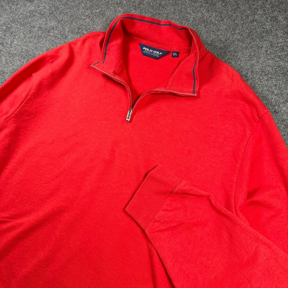 Polo Golf Ralph Lauren Pullover Mens XXL Red Quarter Zip Pima Cotton Pocket